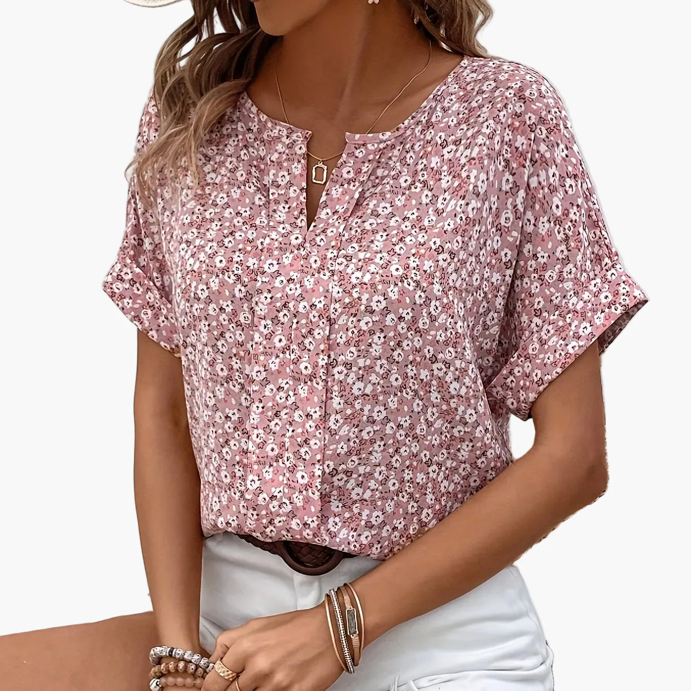 Damen Bluse mit Blumenmuster im eleganten Freizeitstil – Perfekt für Frühling und Sommer - Image 6