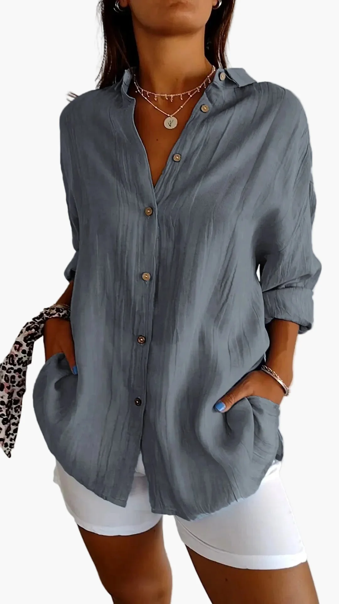 Damen Bluse Button-Down Hemd Lockerer Schnitt, Alltag & Büro, Modernes Freizeit-Outfit - Image 10