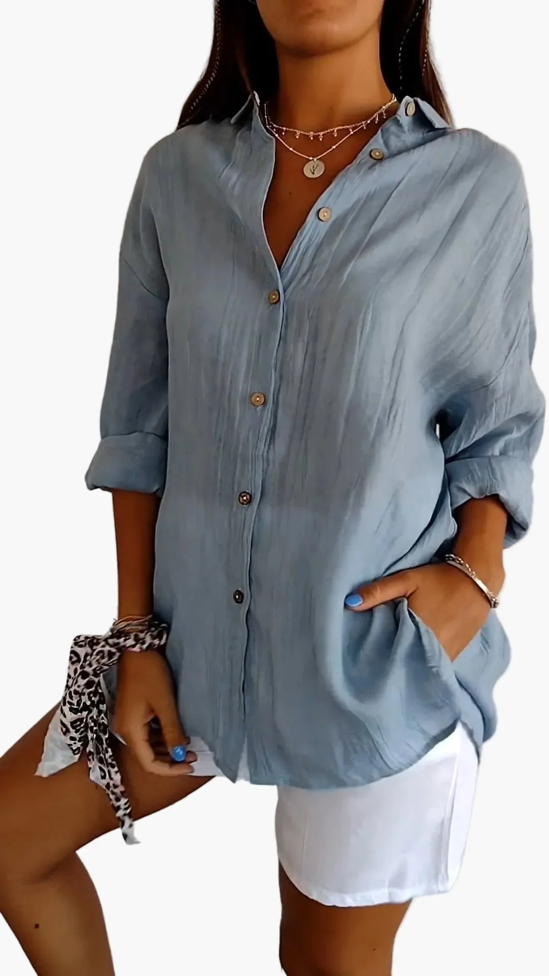 Damen Bluse Button-Down Hemd Lockerer Schnitt, Alltag & Büro, Modernes Freizeit-Outfit - Image 2
