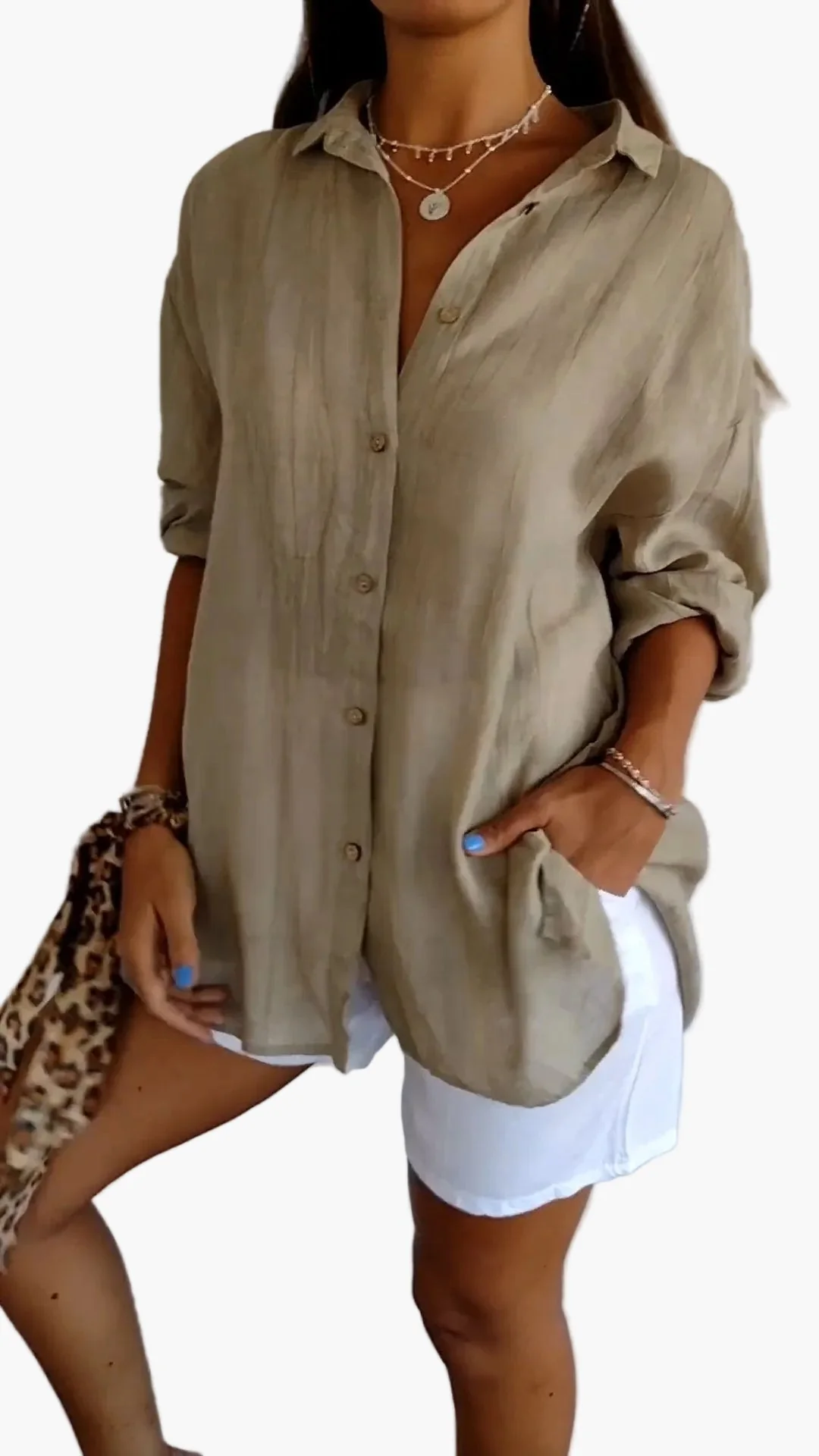 Damen Bluse Button-Down Hemd Lockerer Schnitt, Alltag & Büro, Modernes Freizeit-Outfit - Image 3