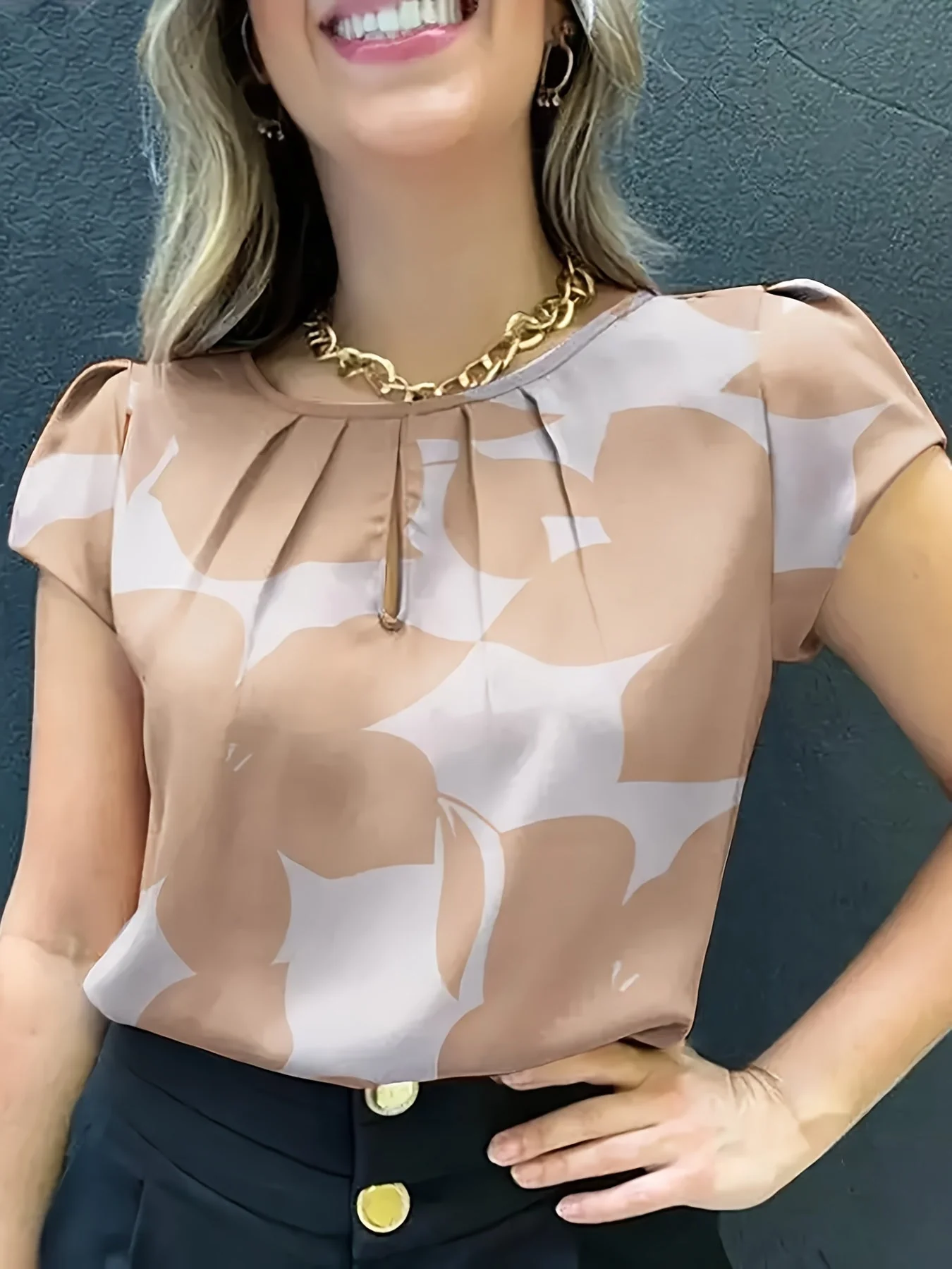 Damen Bluse Elegant Kurzarm Modern Business Freizeit