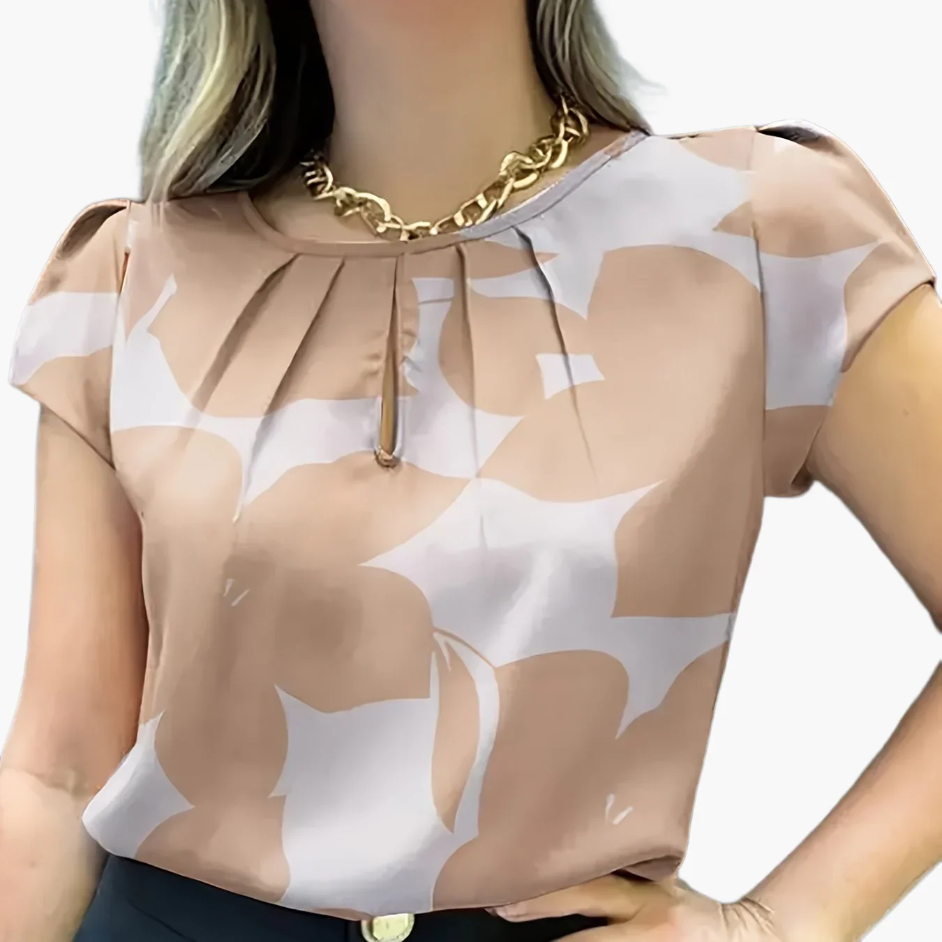 Damen Bluse Elegant Kurzarm Modern Business Freizeit - Image 12