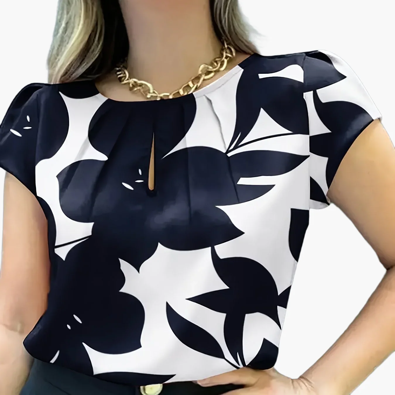 Damen Bluse Elegant Kurzarm Modern Business Freizeit - Image 13