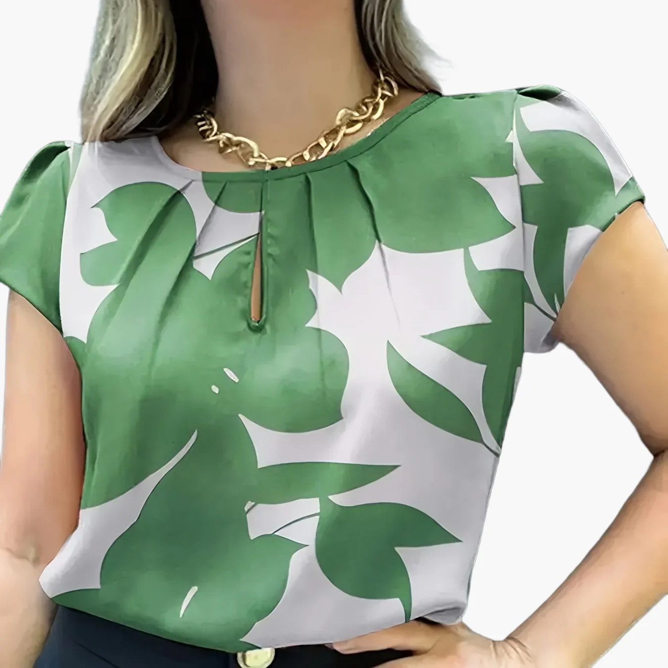 Damen Bluse Elegant Kurzarm Modern Business Freizeit - Image 14