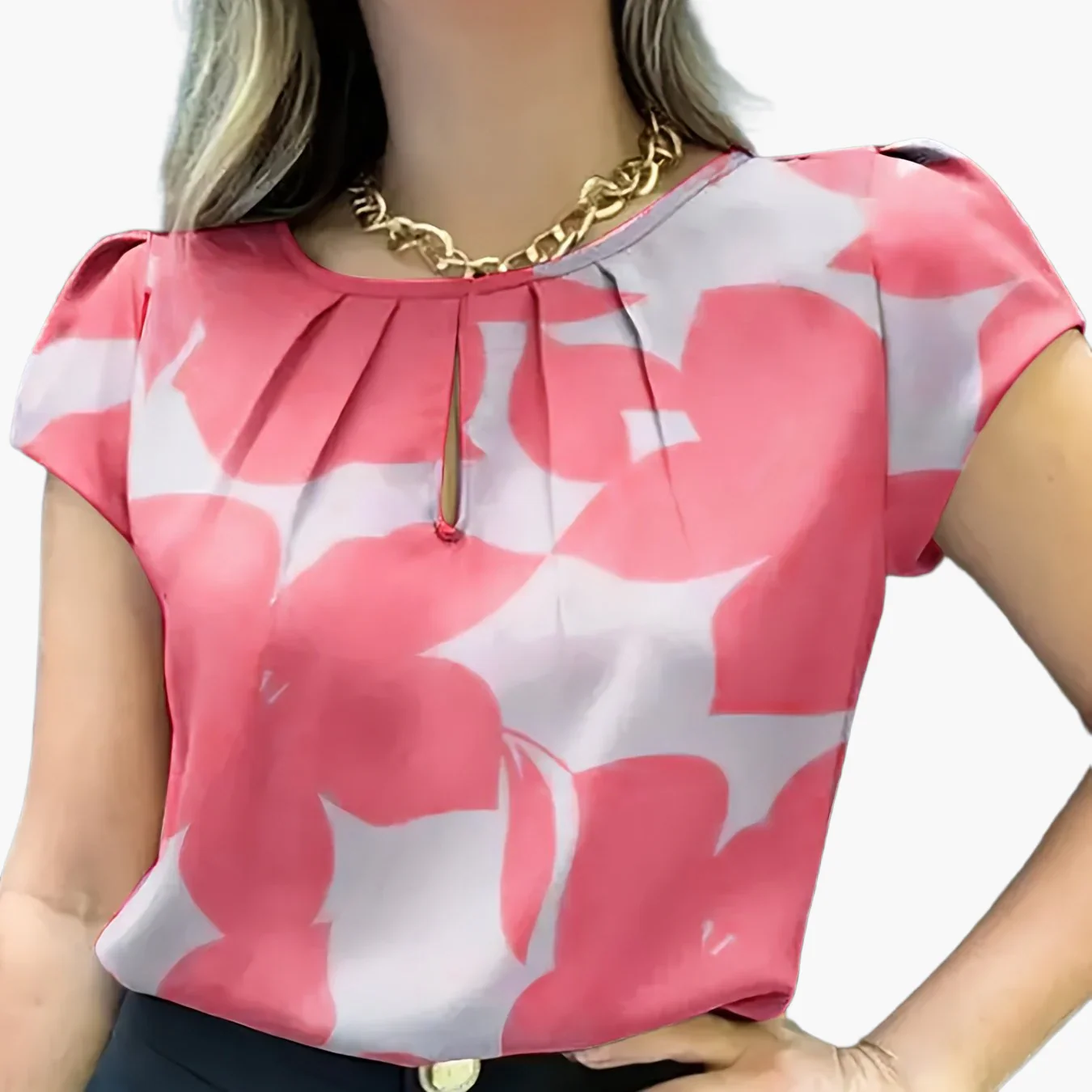 Damen Bluse Elegant Kurzarm Modern Business Freizeit - Image 15