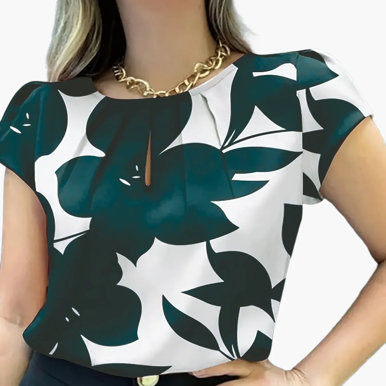 Damen Bluse Elegant Kurzarm Modern Business Freizeit - Image 16