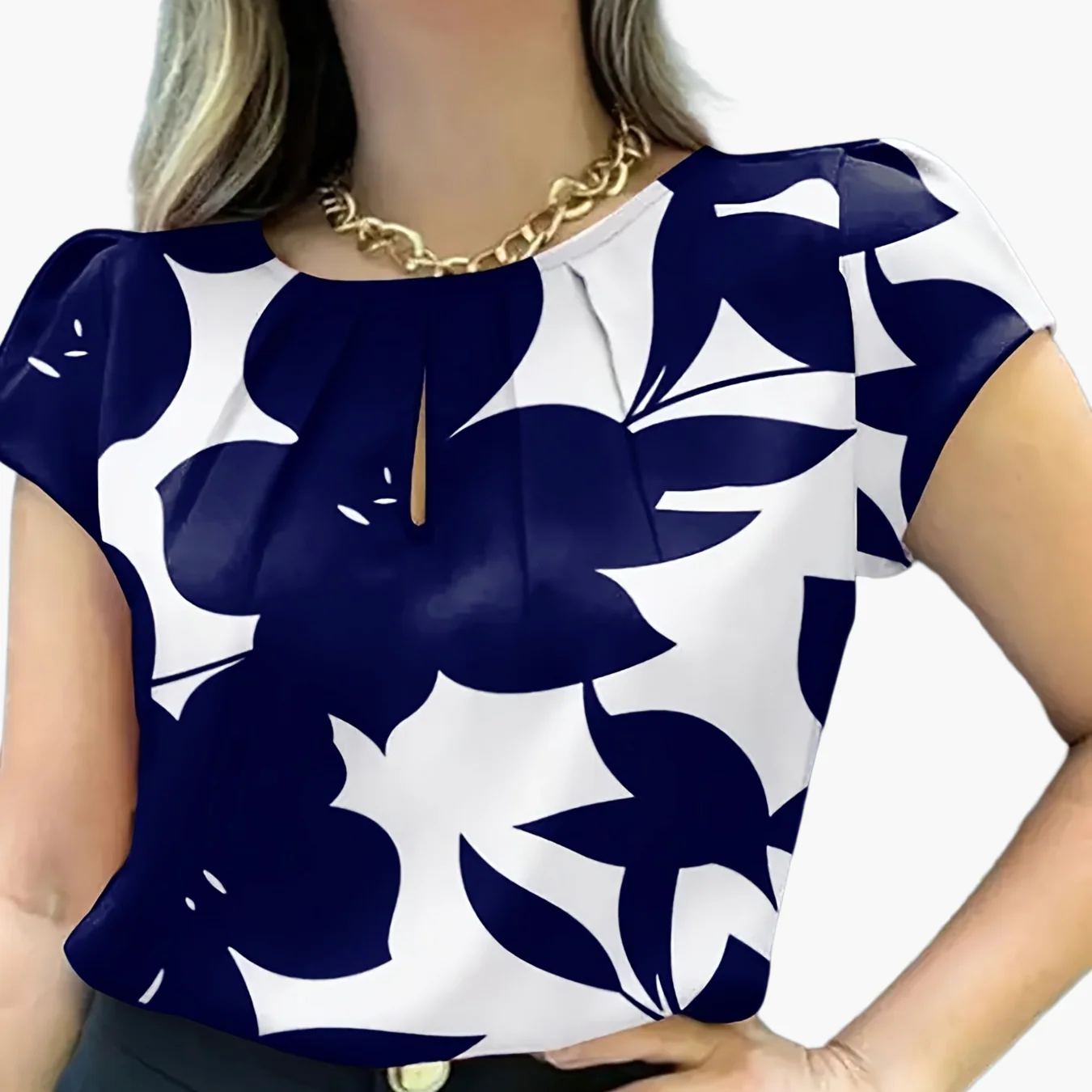 Damen Bluse Elegant Kurzarm Modern Business Freizeit - Image 17