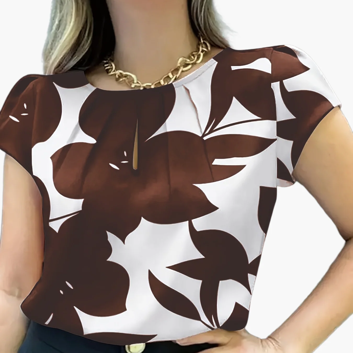 Damen Bluse Elegant Kurzarm Modern Business Freizeit - Image 18
