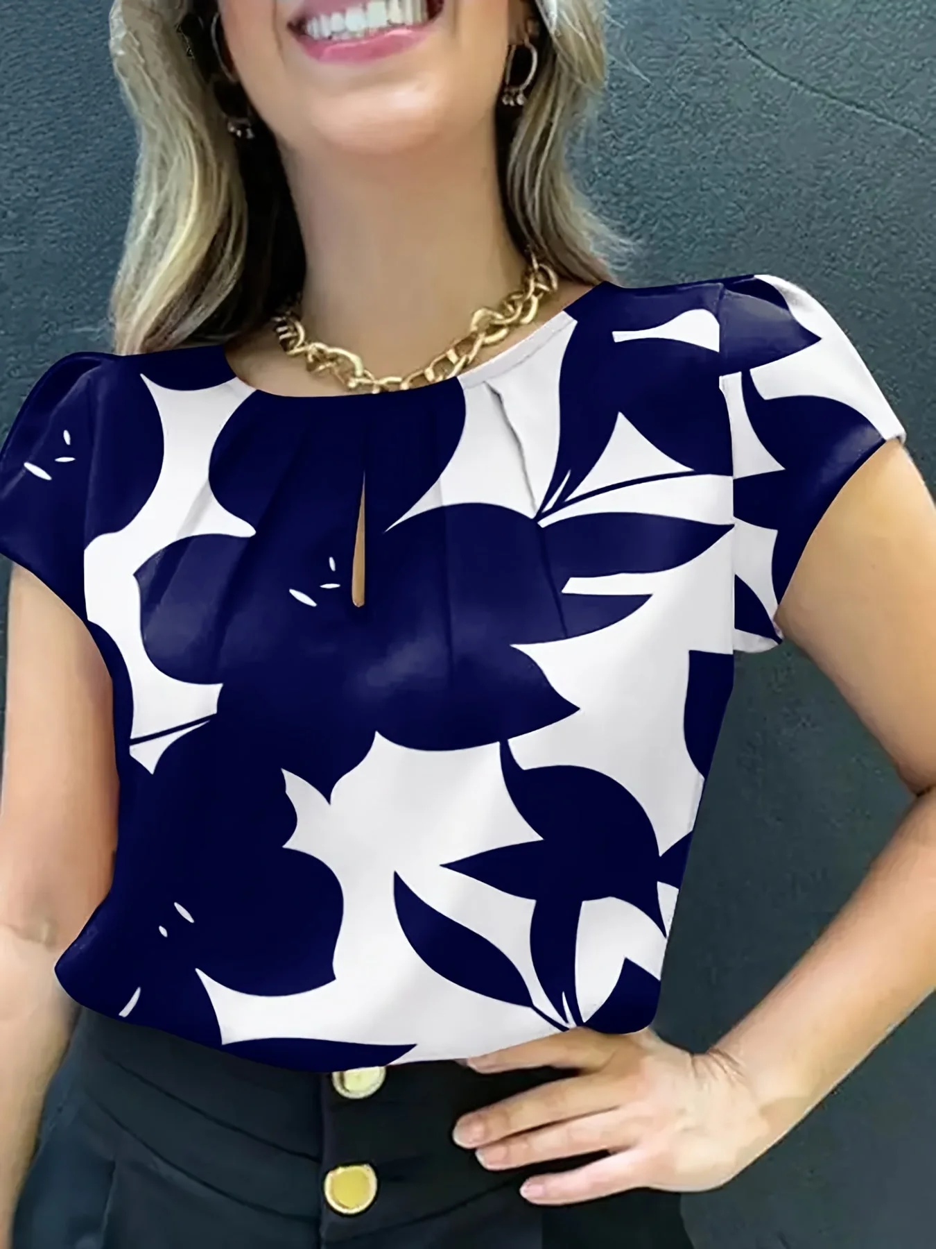 Damen Bluse Elegant Kurzarm Modern Business Freizeit - Image 6