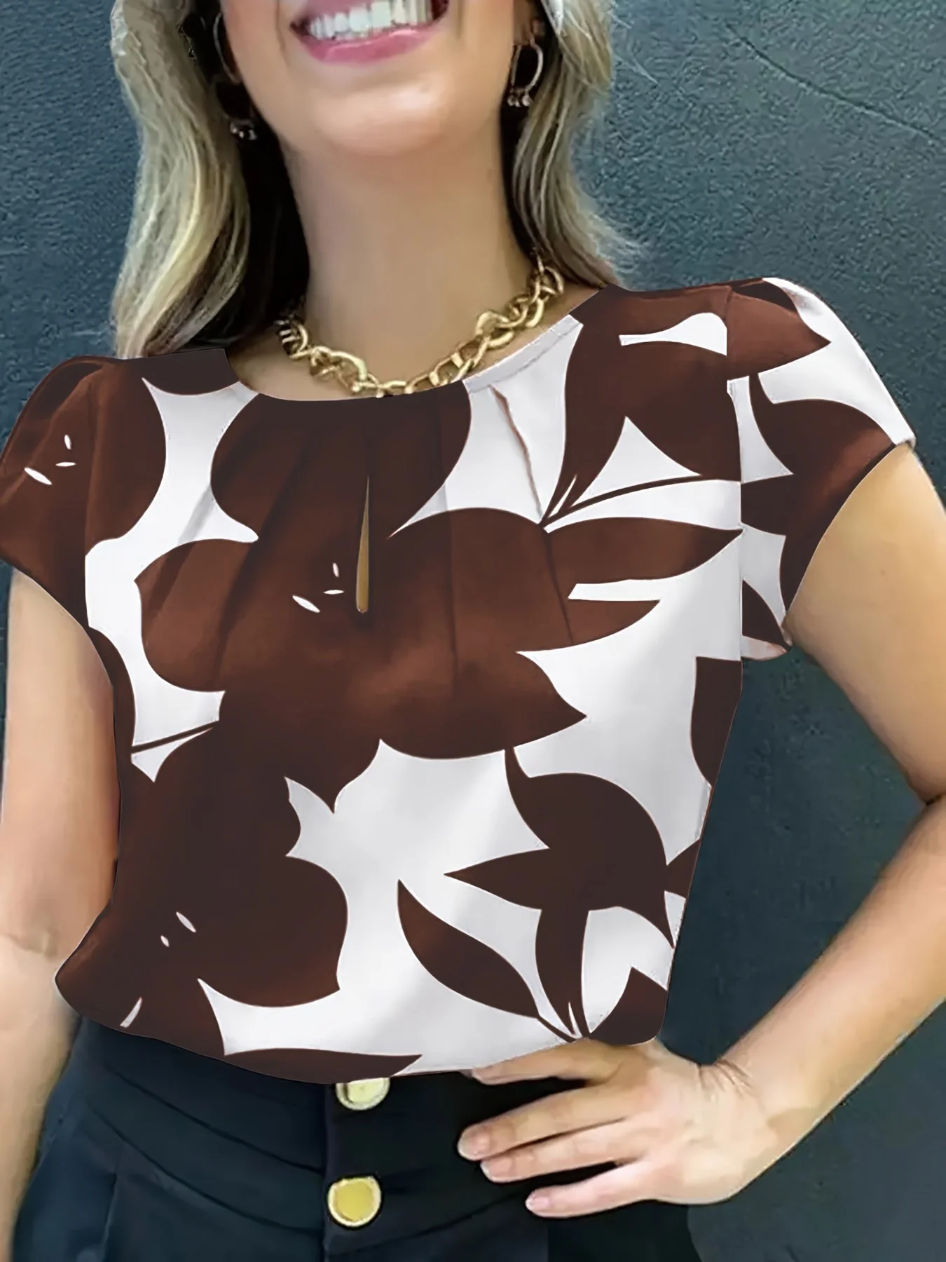 Damen Bluse Elegant Kurzarm Modern Business Freizeit - Image 7