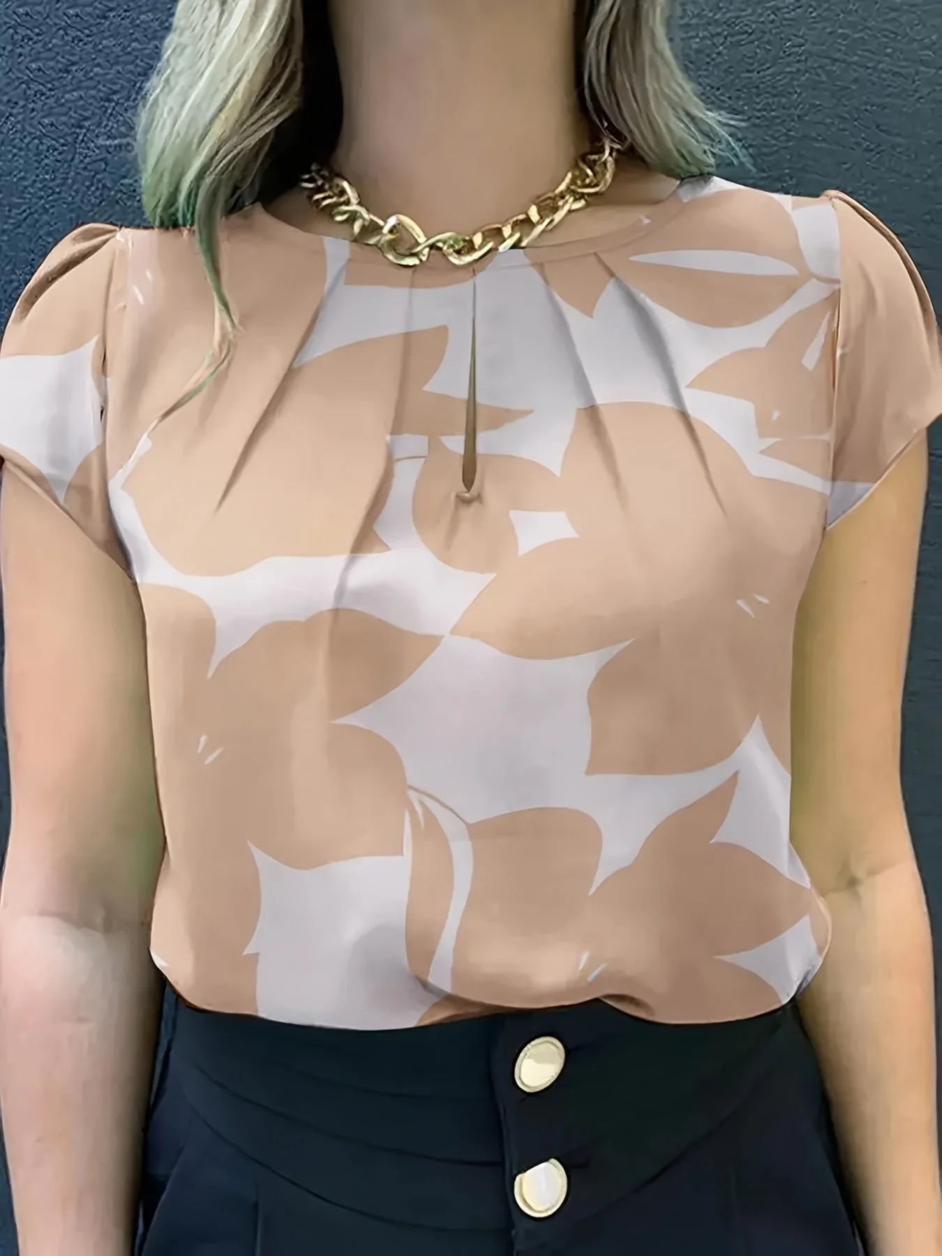 Damen Bluse Elegant Kurzarm Modern Business Freizeit - Image 9