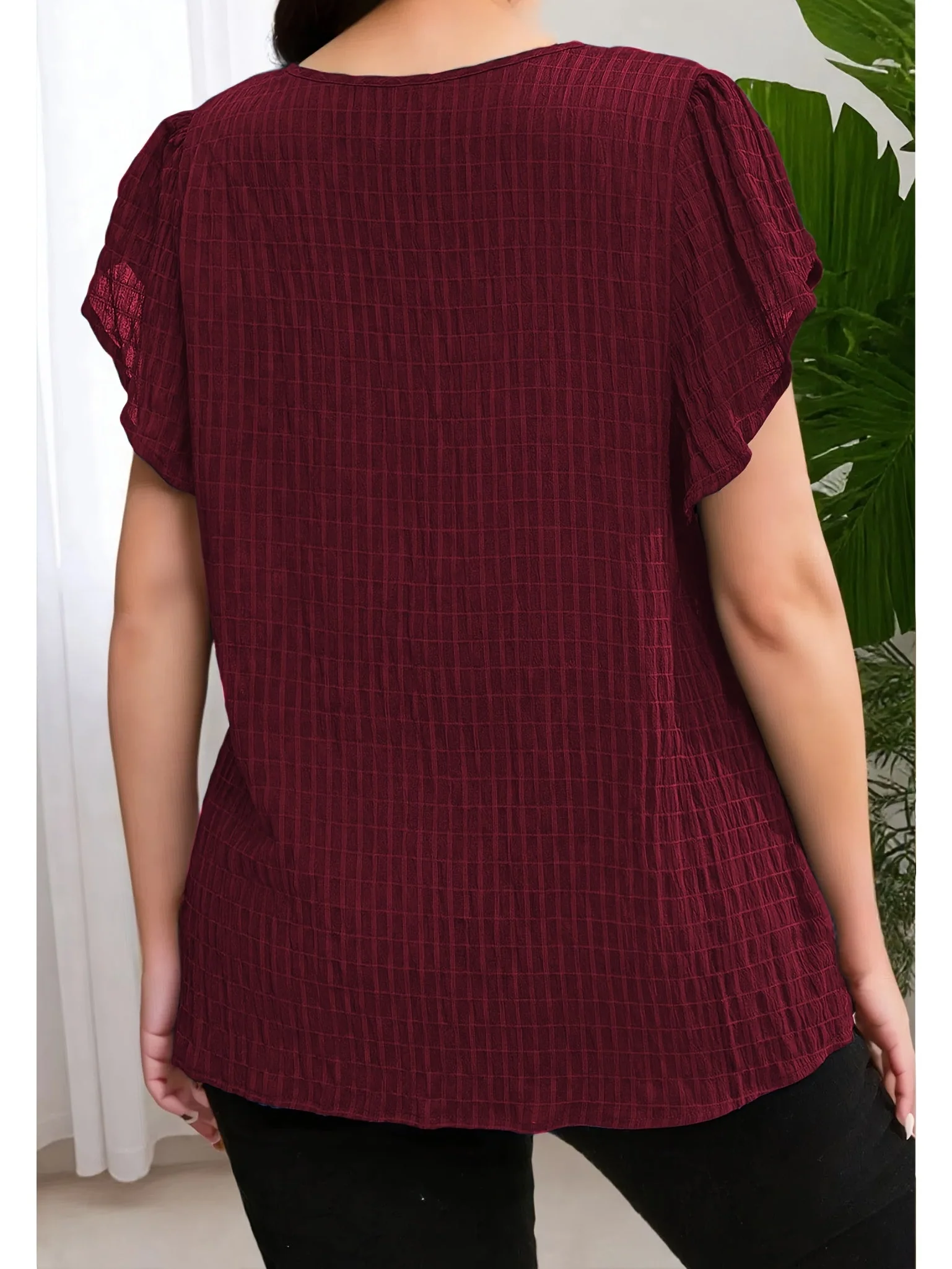 Damen Bluse Elegant Locker Sommer Freizeit Top mit Kurzarm und Rundhalsausschnitt - Image 10