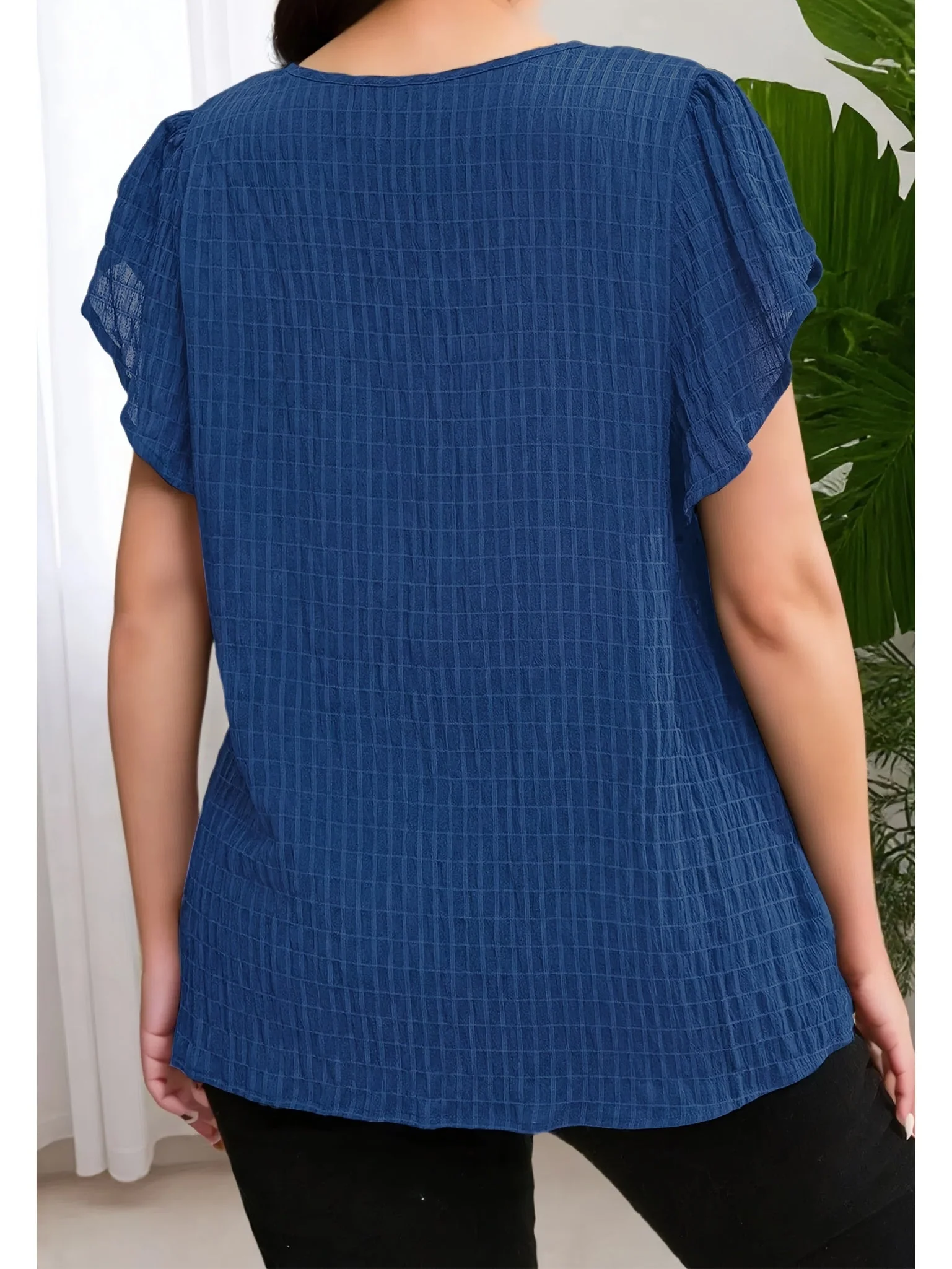 Damen Bluse Elegant Locker Sommer Freizeit Top mit Kurzarm und Rundhalsausschnitt - Image 6