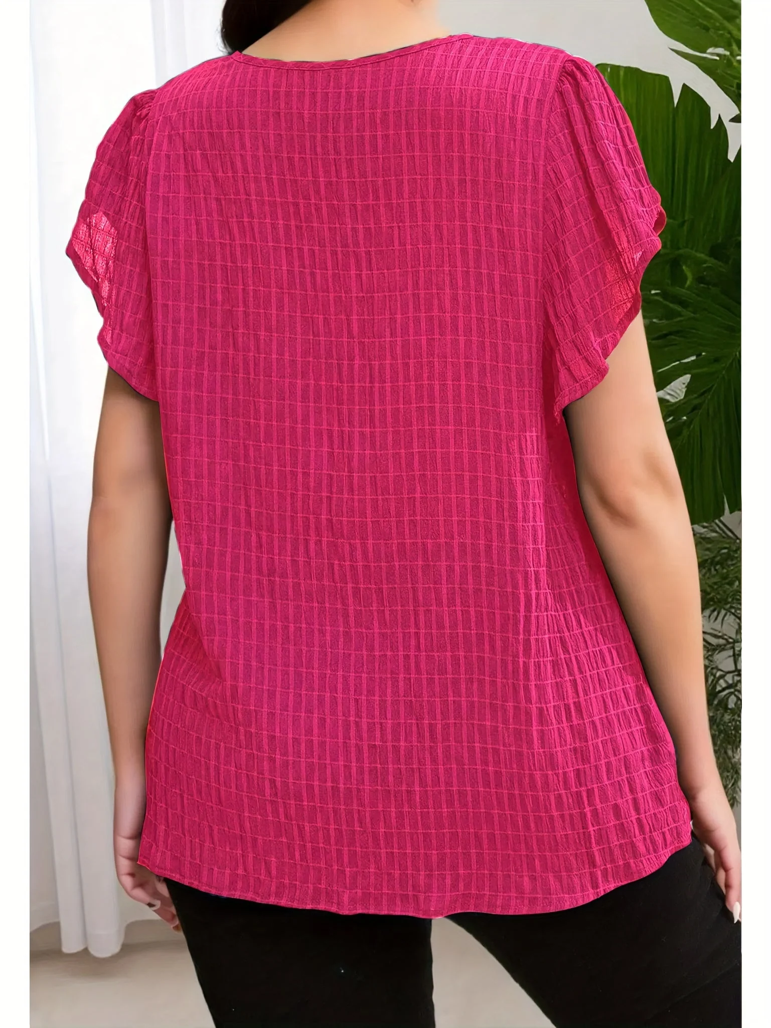 Damen Bluse Elegant Locker Sommer Freizeit Top mit Kurzarm und Rundhalsausschnitt - Image 7