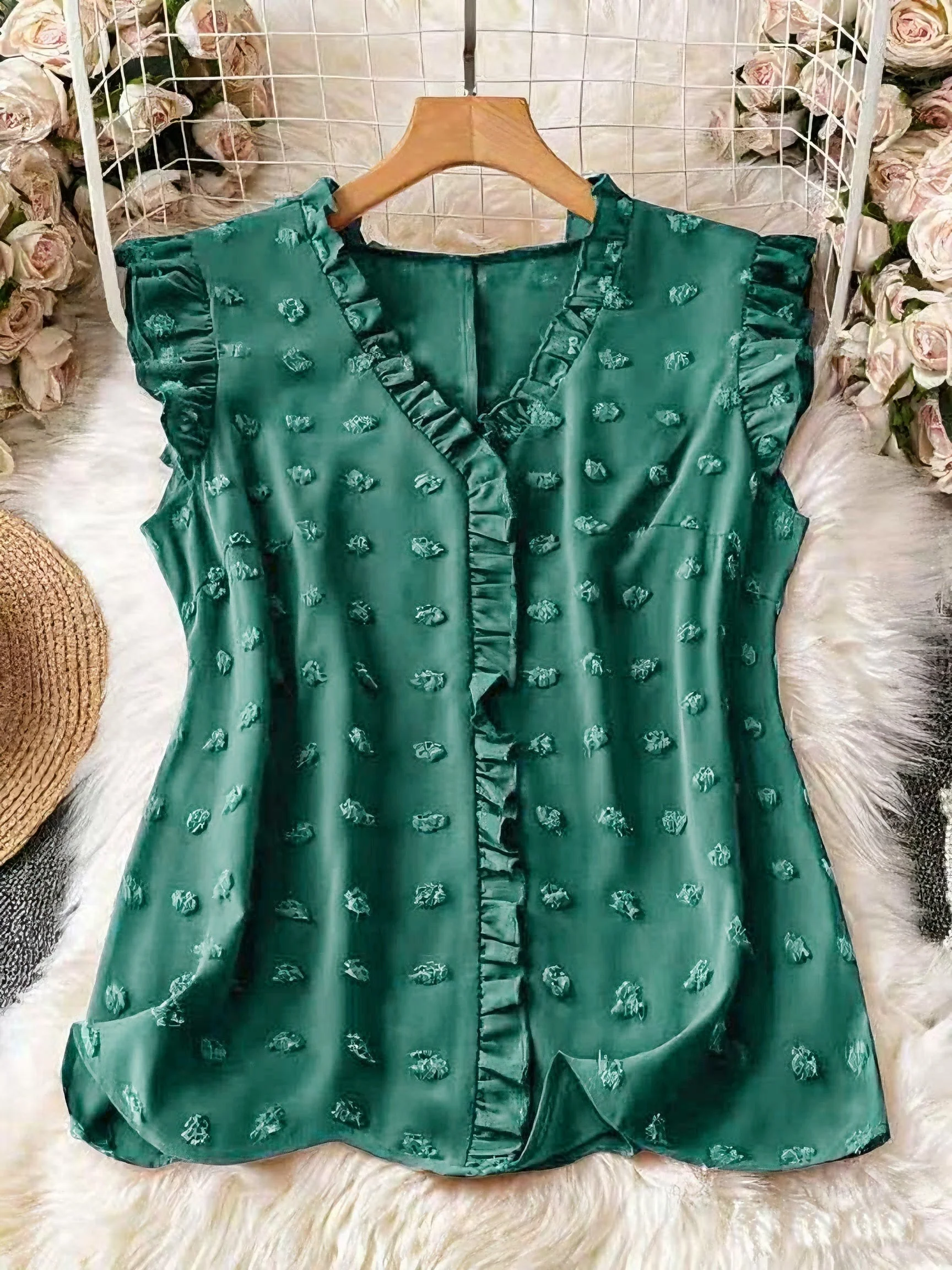 Damen Bluse Elegant mit Rüschen und V-Ausschnitt – Freizeit & Büro - Image 3