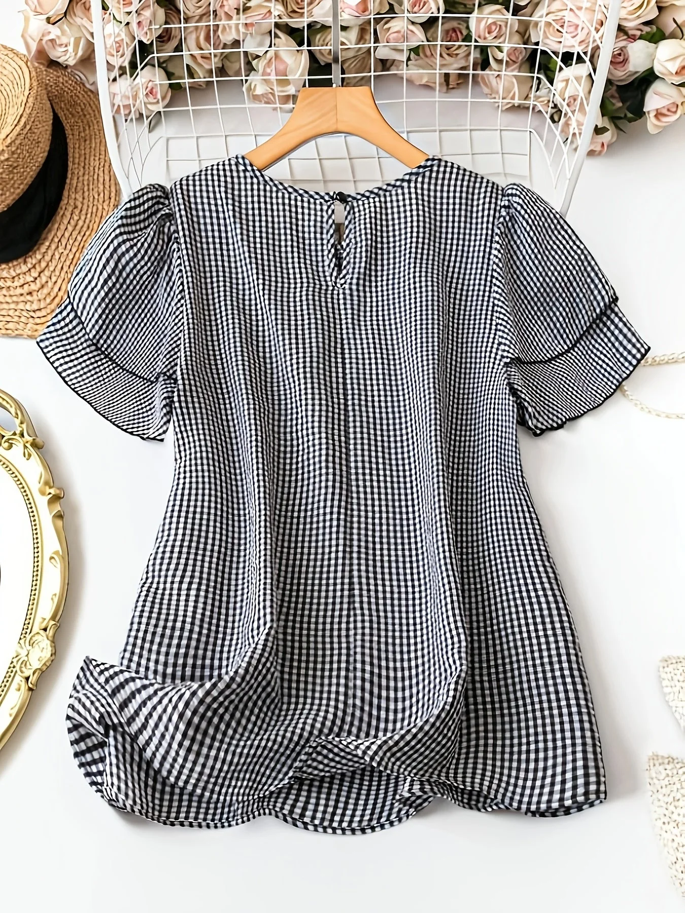 Damen Bluse mit Punkten, elegant, Kurzarm, Sommer, Freizeit & Büro - Image 4