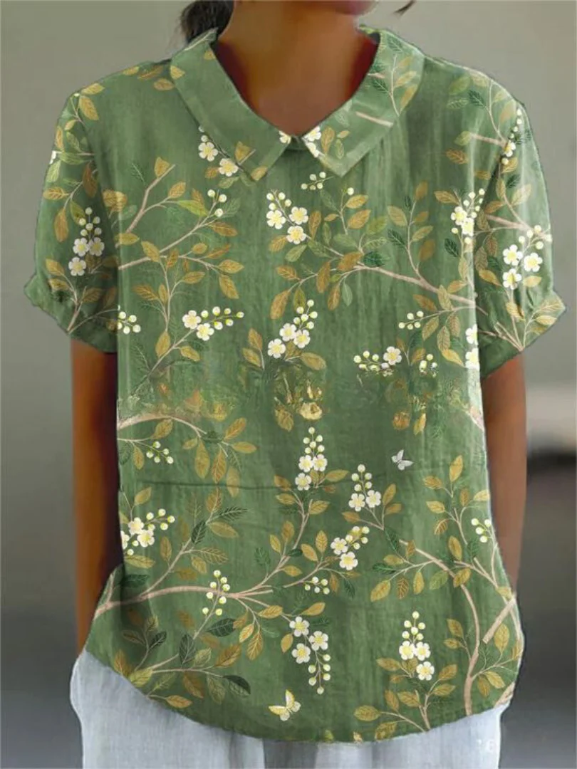 Damen Bluse mit Stickerei und Blumenmuster – Vintage Stil, Kurzarm, Elegant für Alltag & Büro - Image 5