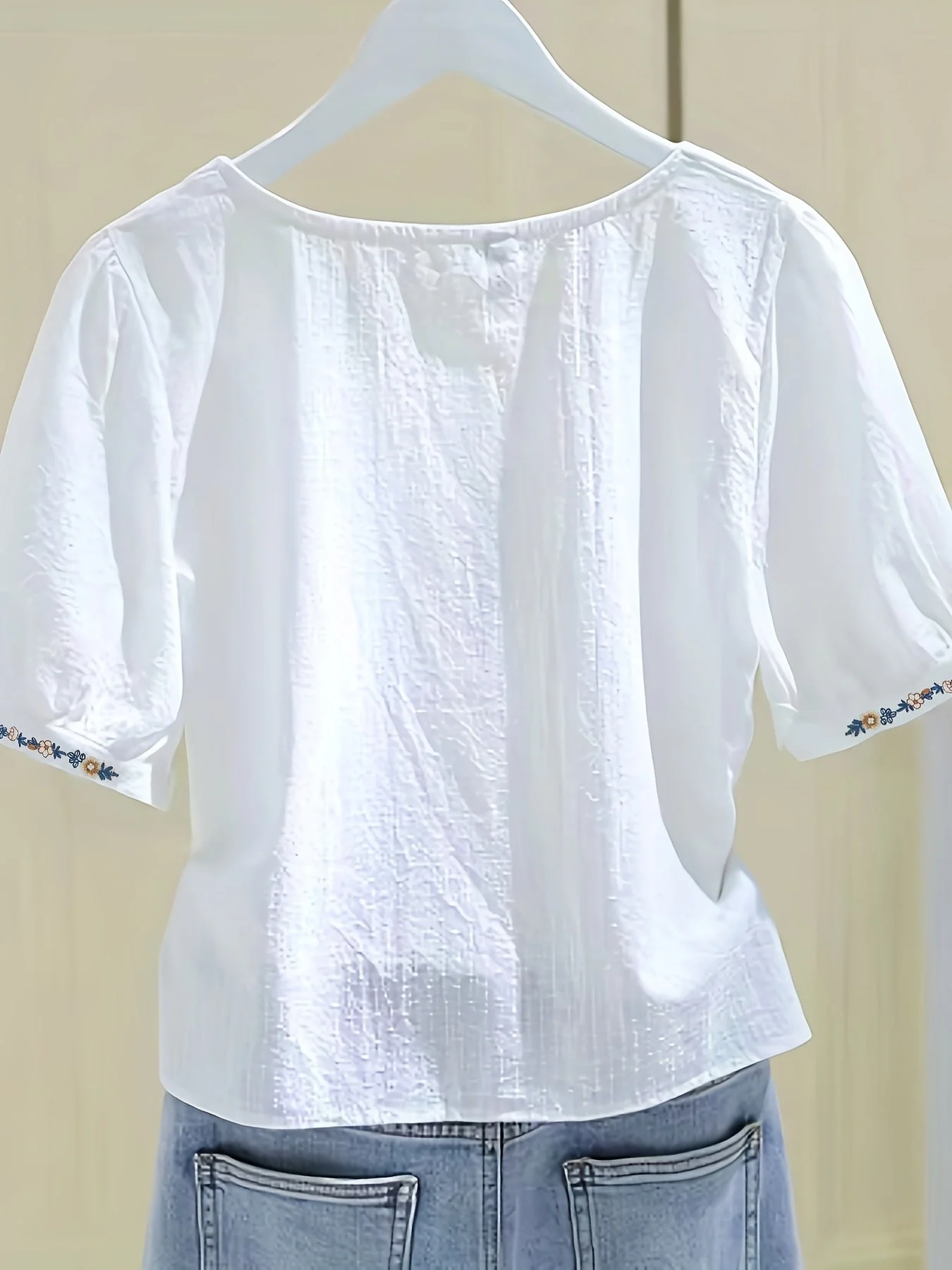 Damen Bluse mit Stickerei und quadratischem Ausschnitt – Eleganter Frühlings- und Sommerstil - Image 6