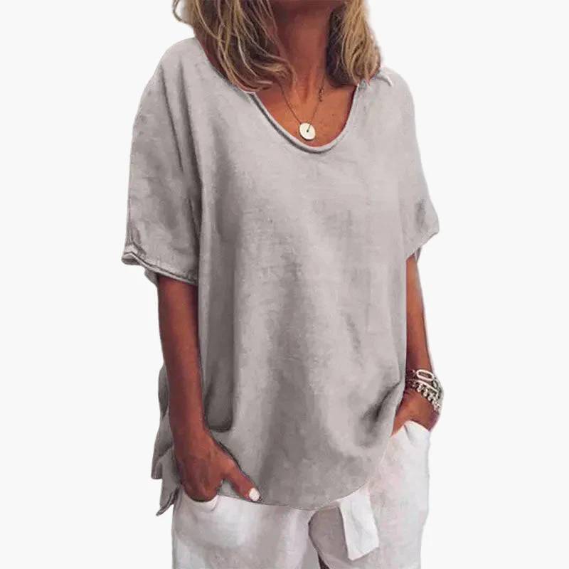 Damen Bluse Oversize Casual – Lockerer Schnitt, Alltag & Freizeit, Klassischer Rundhals