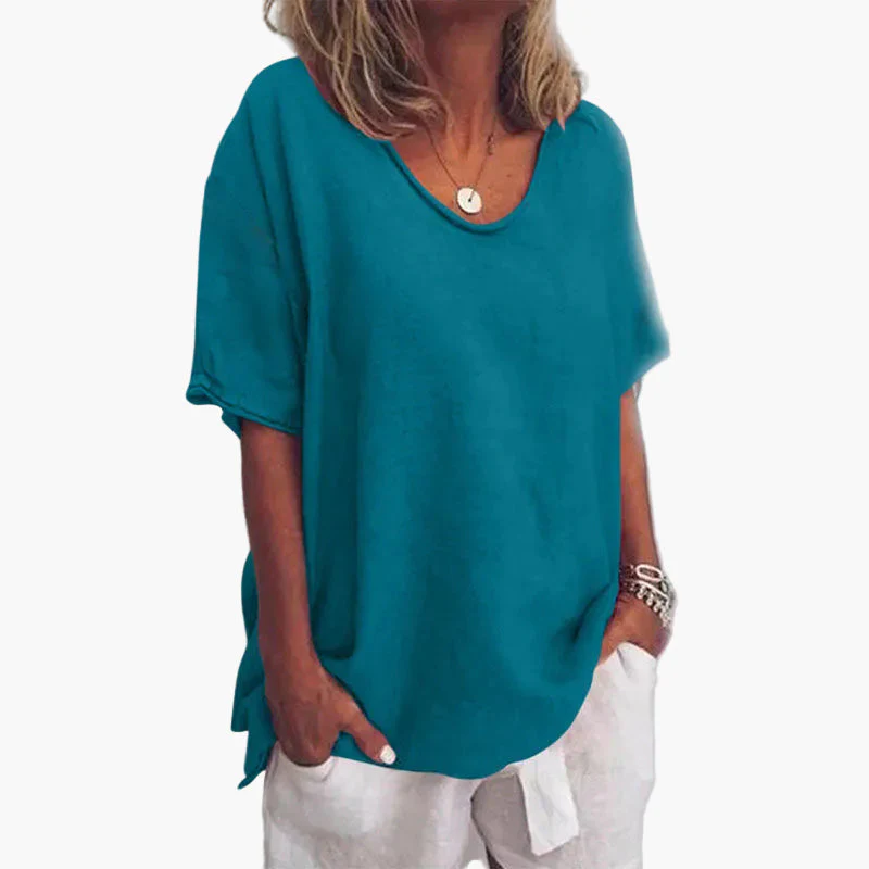 Damen Bluse Oversize Casual – Lockerer Schnitt, Alltag & Freizeit, Klassischer Rundhals - Image 4