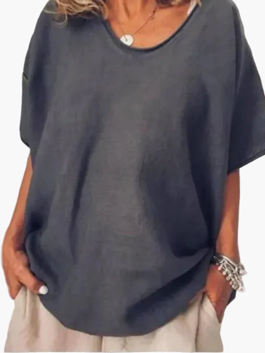 Damen Bluse Oversize Casual – Lockerer Schnitt, Alltag & Freizeit, Klassischer Rundhals - Image 6