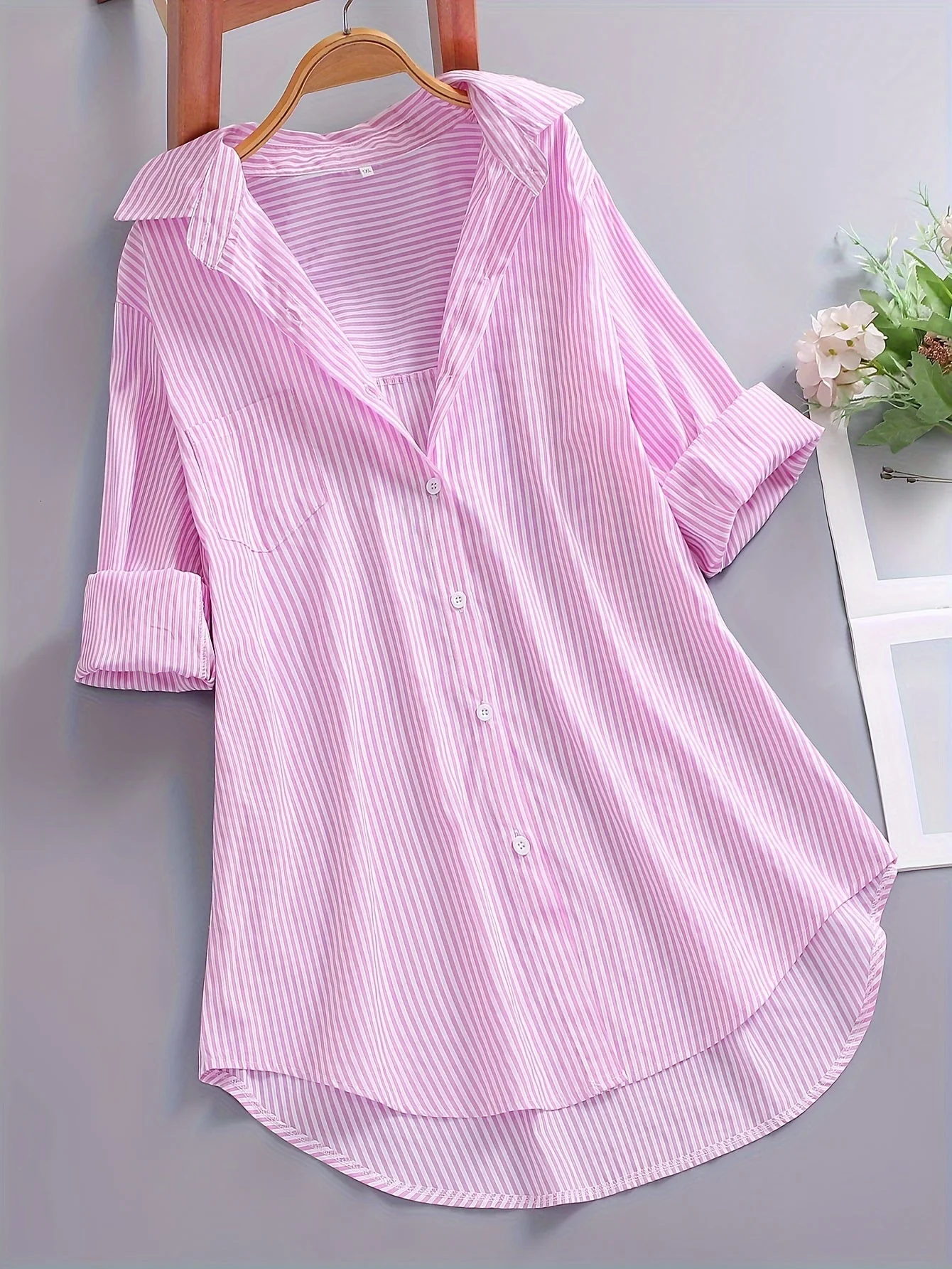 Damen Blusenshirt mit Streifen und lockerem Schnitt – Stilvolle Longbluse für Alltag und Büro