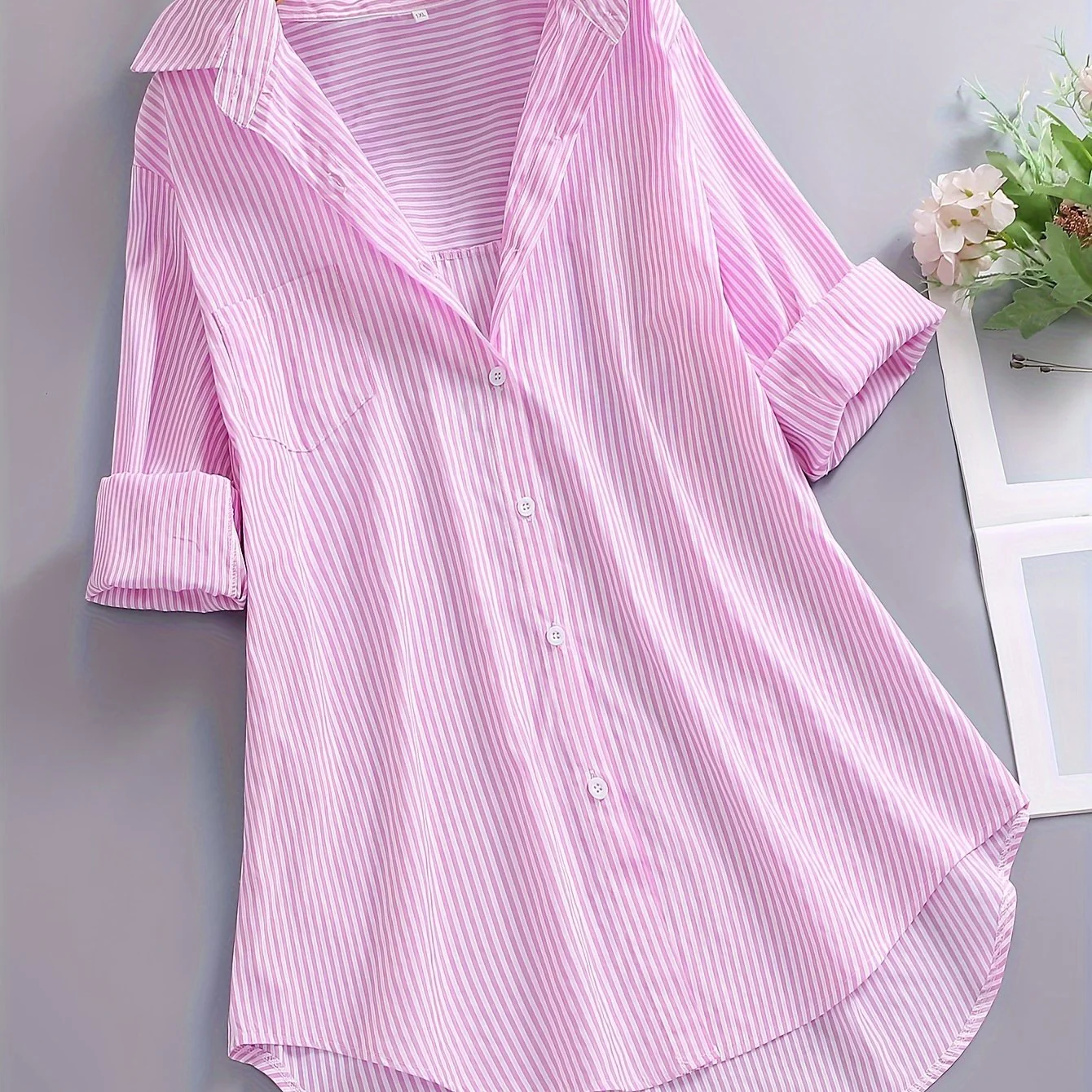 Damen Blusenshirt mit Streifen und lockerem Schnitt – Stilvolle Longbluse für Alltag und Büro - Image 11
