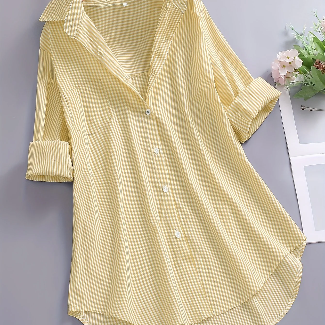 Damen Blusenshirt mit Streifen und lockerem Schnitt – Stilvolle Longbluse für Alltag und Büro - Image 12