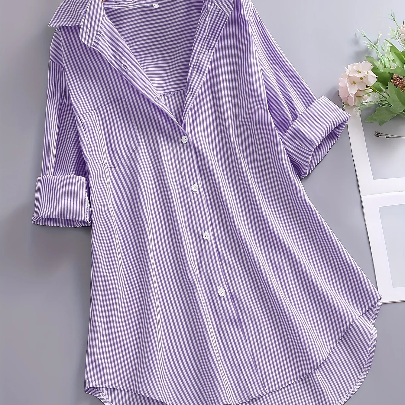 Damen Blusenshirt mit Streifen und lockerem Schnitt – Stilvolle Longbluse für Alltag und Büro - Image 13