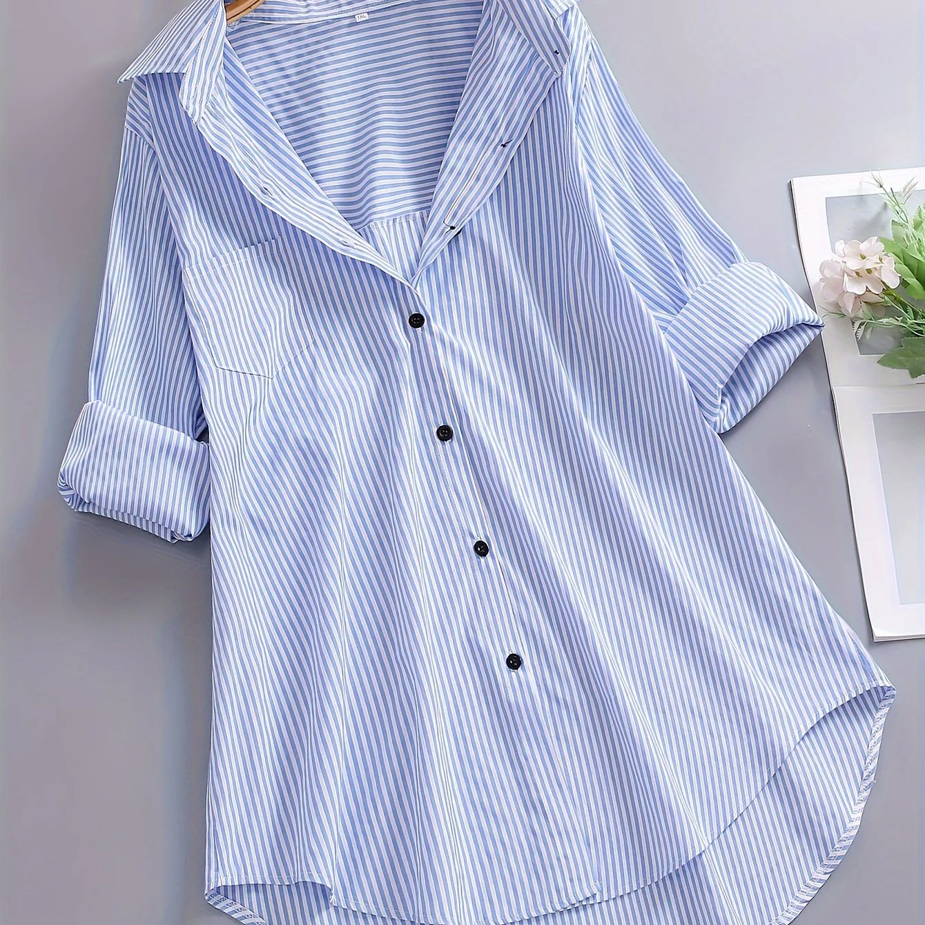 Damen Blusenshirt mit Streifen und lockerem Schnitt – Stilvolle Longbluse für Alltag und Büro - Image 14