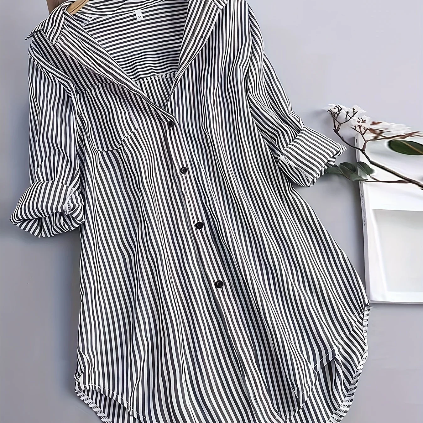 Damen Blusenshirt mit Streifen und lockerem Schnitt – Stilvolle Longbluse für Alltag und Büro - Image 15