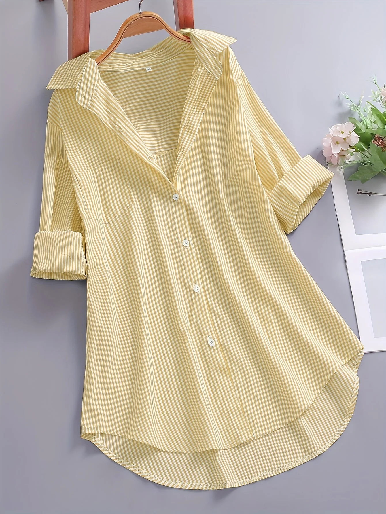 Damen Blusenshirt mit Streifen und lockerem Schnitt – Stilvolle Longbluse für Alltag und Büro - Image 2