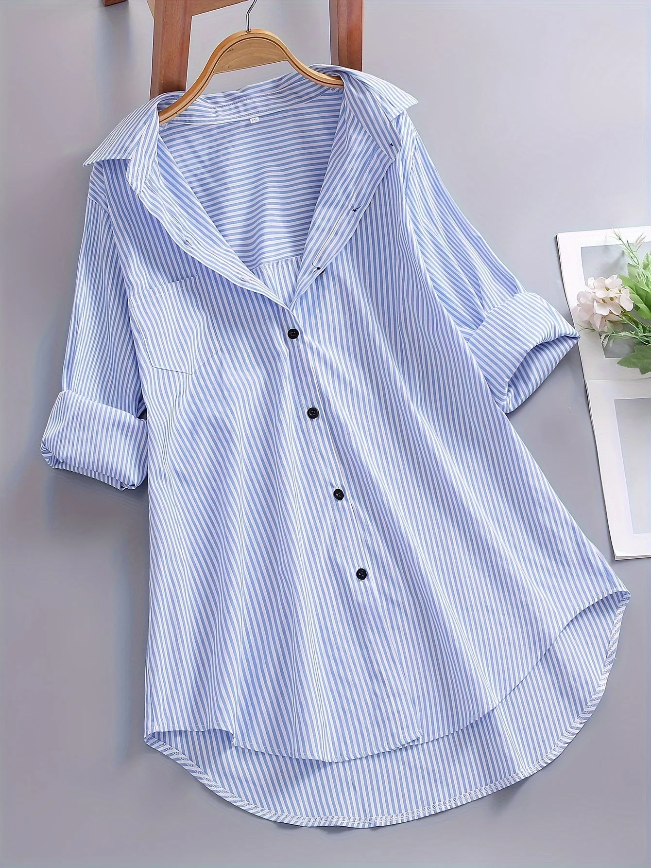 Damen Blusenshirt mit Streifen und lockerem Schnitt – Stilvolle Longbluse für Alltag und Büro - Image 5