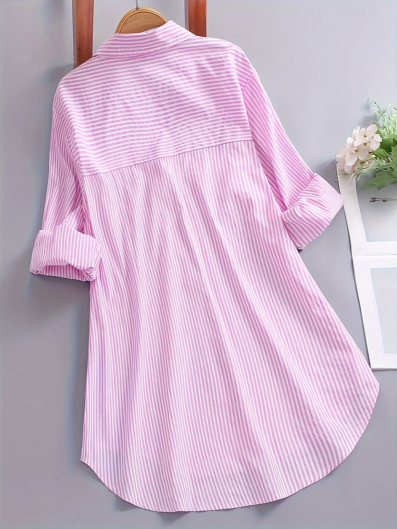 Damen Blusenshirt mit Streifen und lockerem Schnitt – Stilvolle Longbluse für Alltag und Büro - Image 6