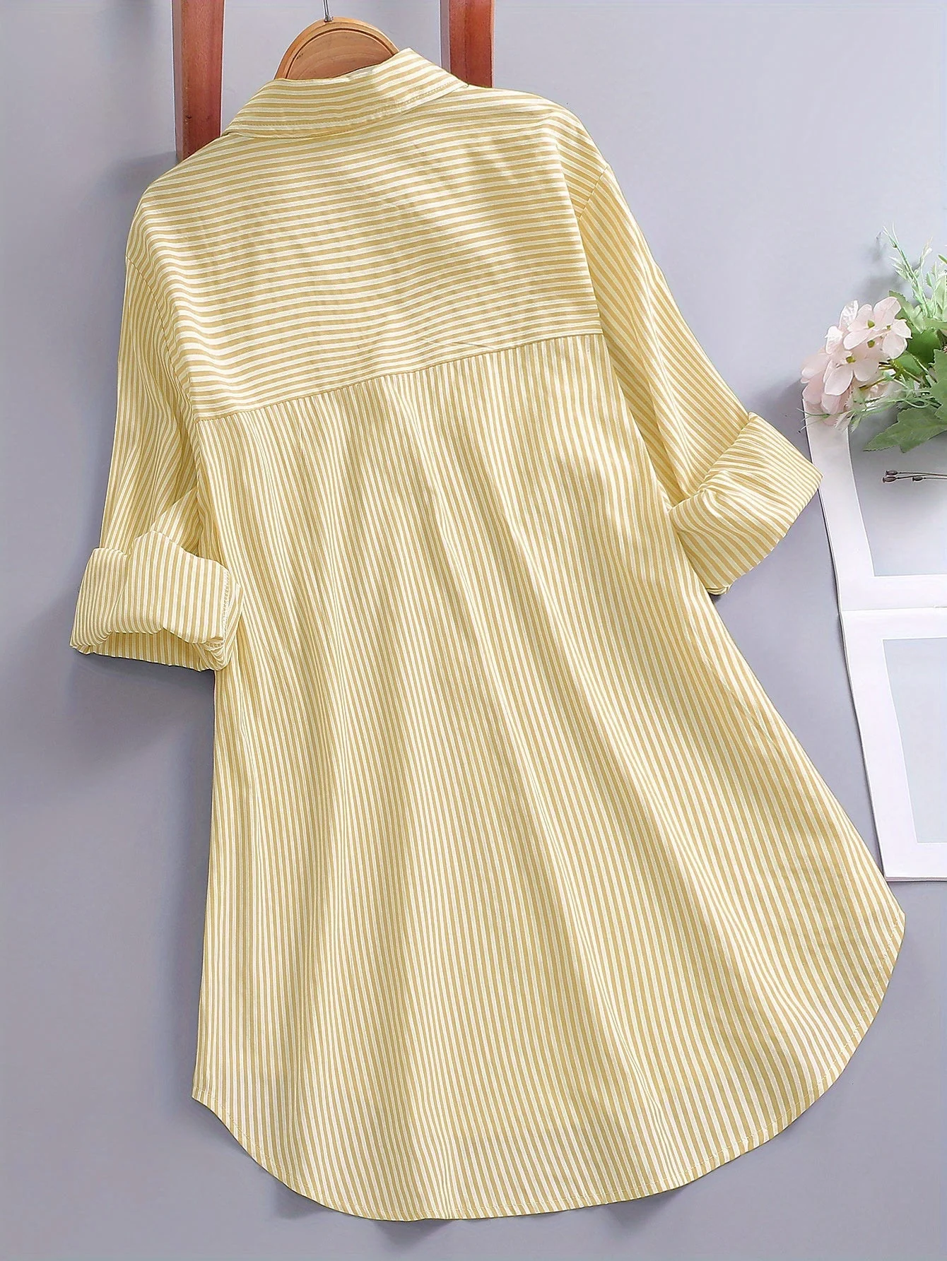 Damen Blusenshirt mit Streifen und lockerem Schnitt – Stilvolle Longbluse für Alltag und Büro - Image 7