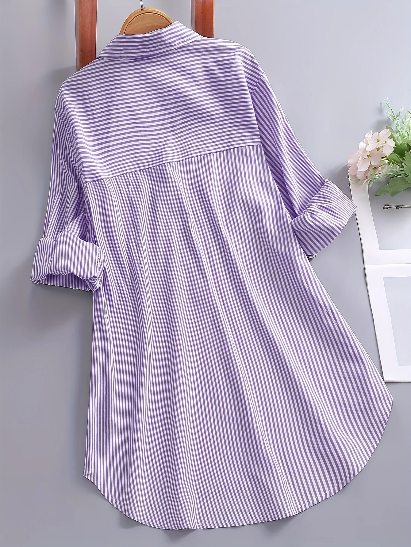 Damen Blusenshirt mit Streifen und lockerem Schnitt – Stilvolle Longbluse für Alltag und Büro - Image 8