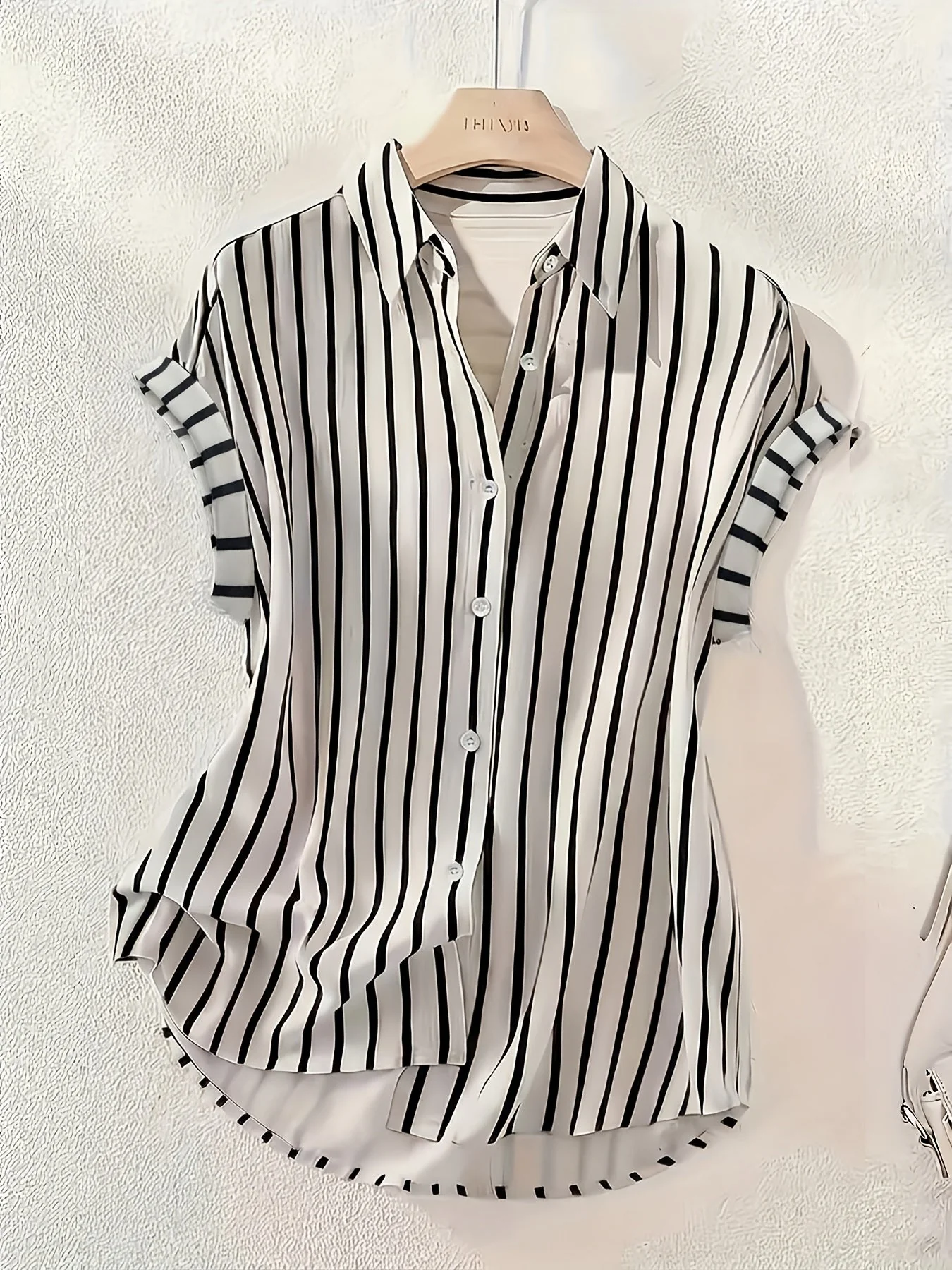 Damen Blusenshirt mit vertikalen Streifen und Knopfleiste – Eleganter Sommer-Look für Büro und Freizeit