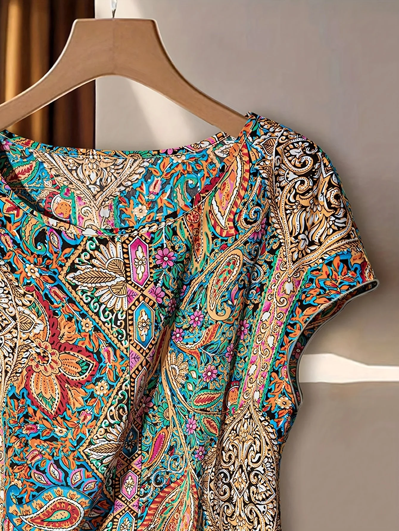 Damen Boho Blusenshirt mit Paisley-Muster und Knoten-Detail – Elegantes Frühlings- & Sommer-Oberteil, modisch und vielseitig - Image 8