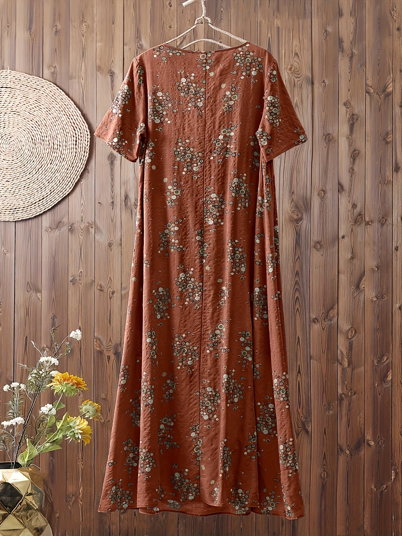 Damen Boho Maxikleid mit Blumenmuster und V-Ausschnitt, lässig, Sommer, große Größen - Image 5
