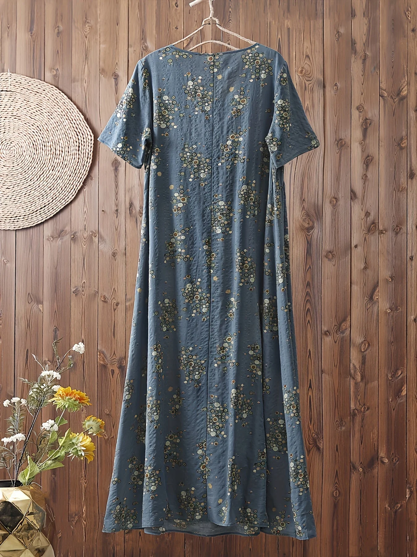Damen Boho Maxikleid mit Blumenmuster und V-Ausschnitt, lässig, Sommer, große Größen - Image 8