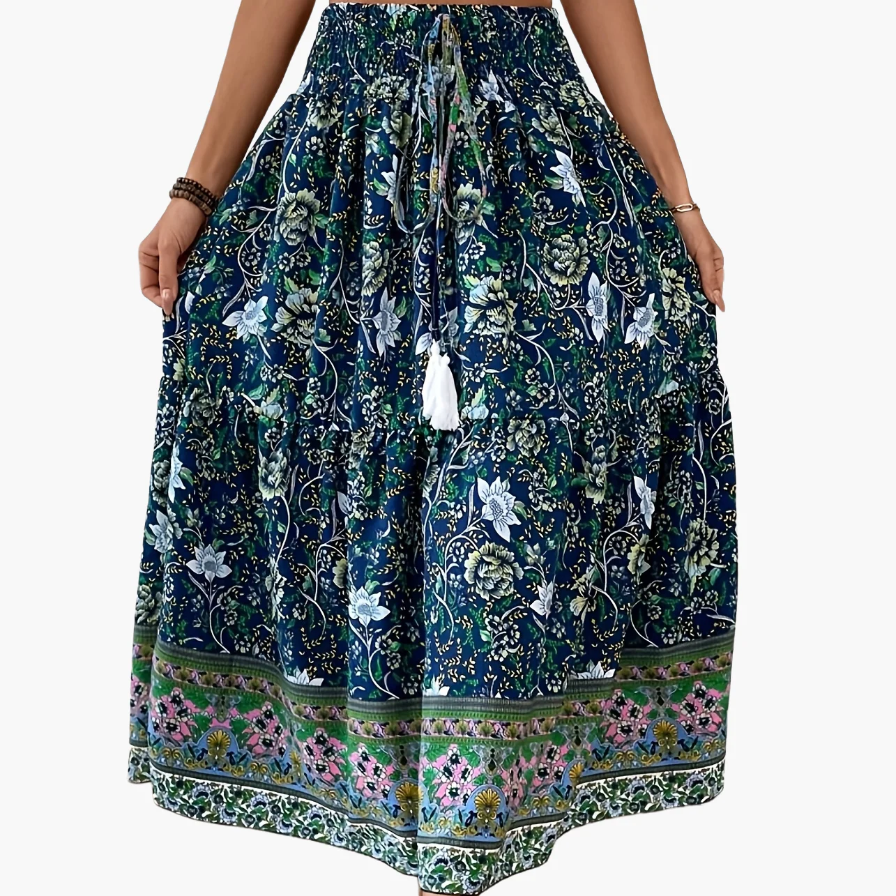 Damen Boho Maxirock mit Blumenmuster und Kordelzug – Eleganter Sommerrock für Freizeit und Urlaub - Image 14