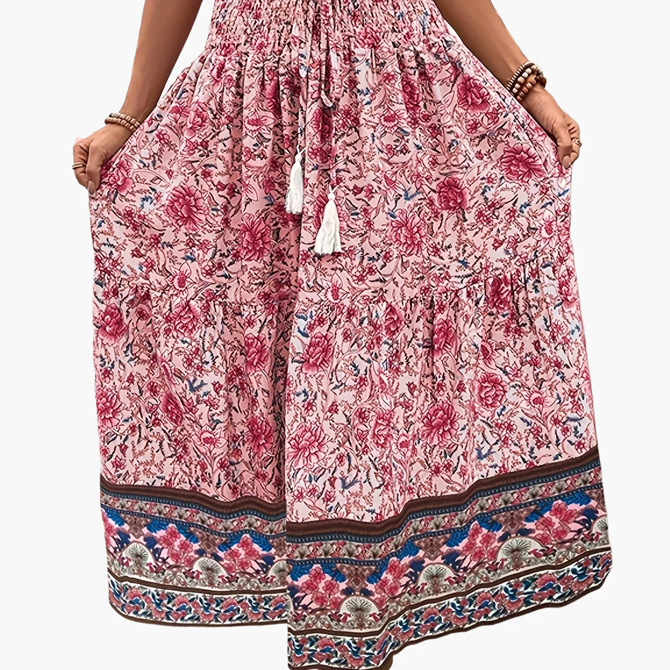 Damen Boho Maxirock mit Blumenmuster und Kordelzug – Eleganter Sommerrock für Freizeit und Urlaub - Image 15