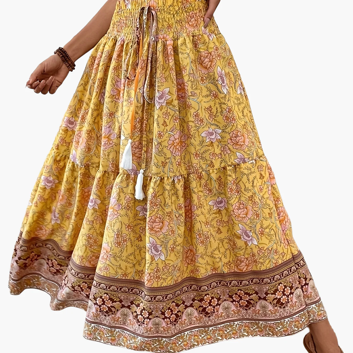 Damen Boho Maxirock mit Blumenmuster und Kordelzug – Eleganter Sommerrock für Freizeit und Urlaub - Image 18