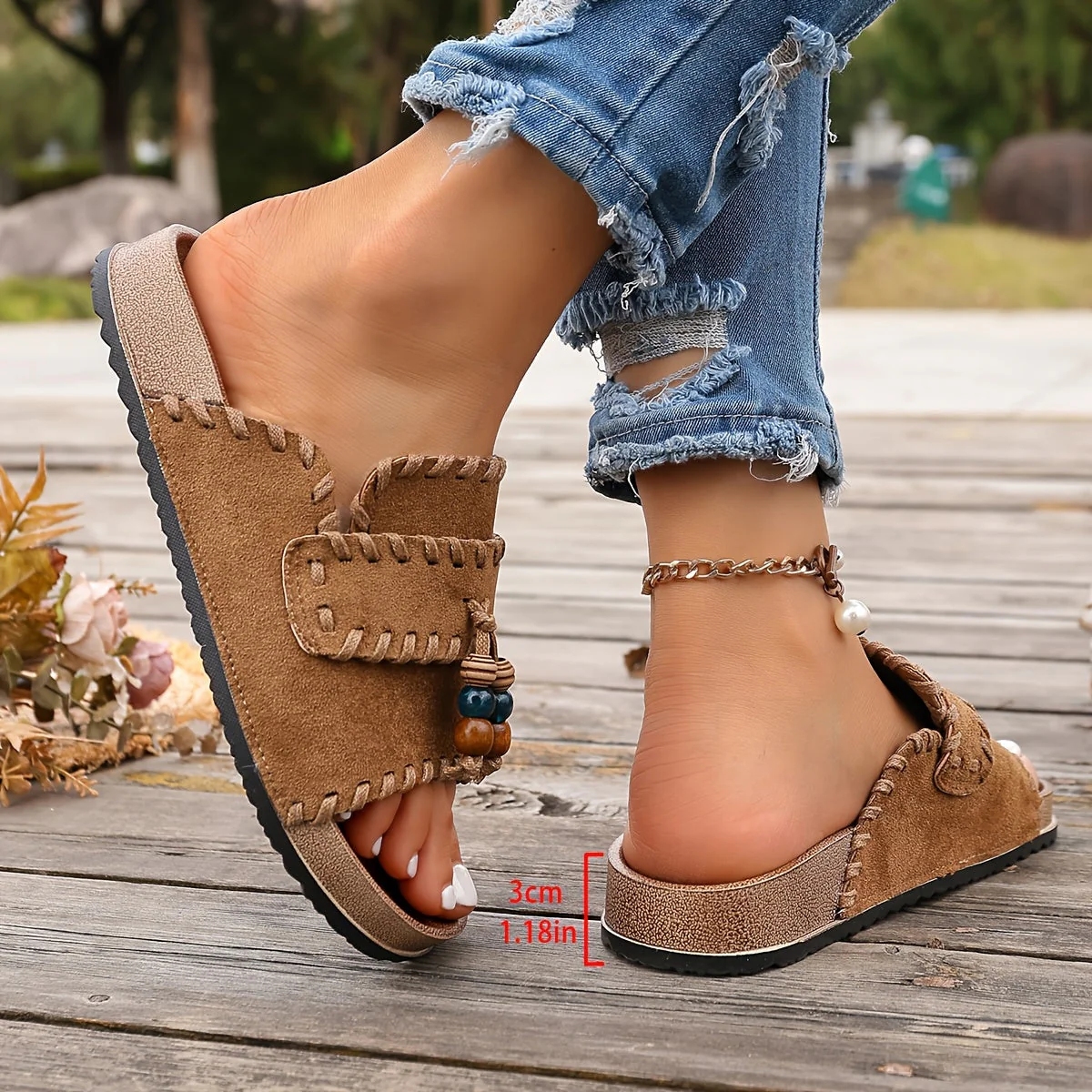 Damen Boho Slide Sandalen mit Perlen und Stickerei – Sommer Freizeit Schuhe - Image 12