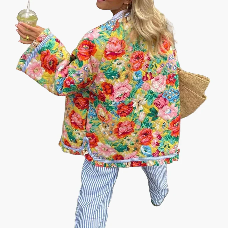 Damen Boho Steppjacke mit Blumenmuster – Lässiger Frühlings- und Sommerlook - Image 2