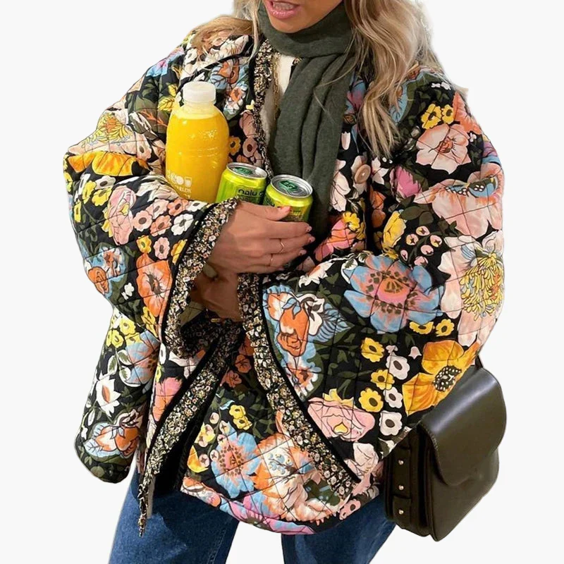 Damen Boho Steppjacke mit Blumenmuster – Lässiger Frühlings- und Sommerlook - Image 4
