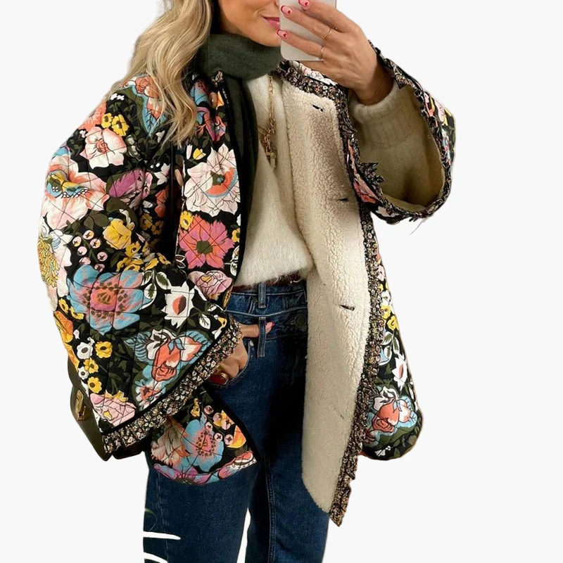 Damen Boho Steppjacke mit Blumenmuster – Lässiger Frühlings- und Sommerlook - Image 5