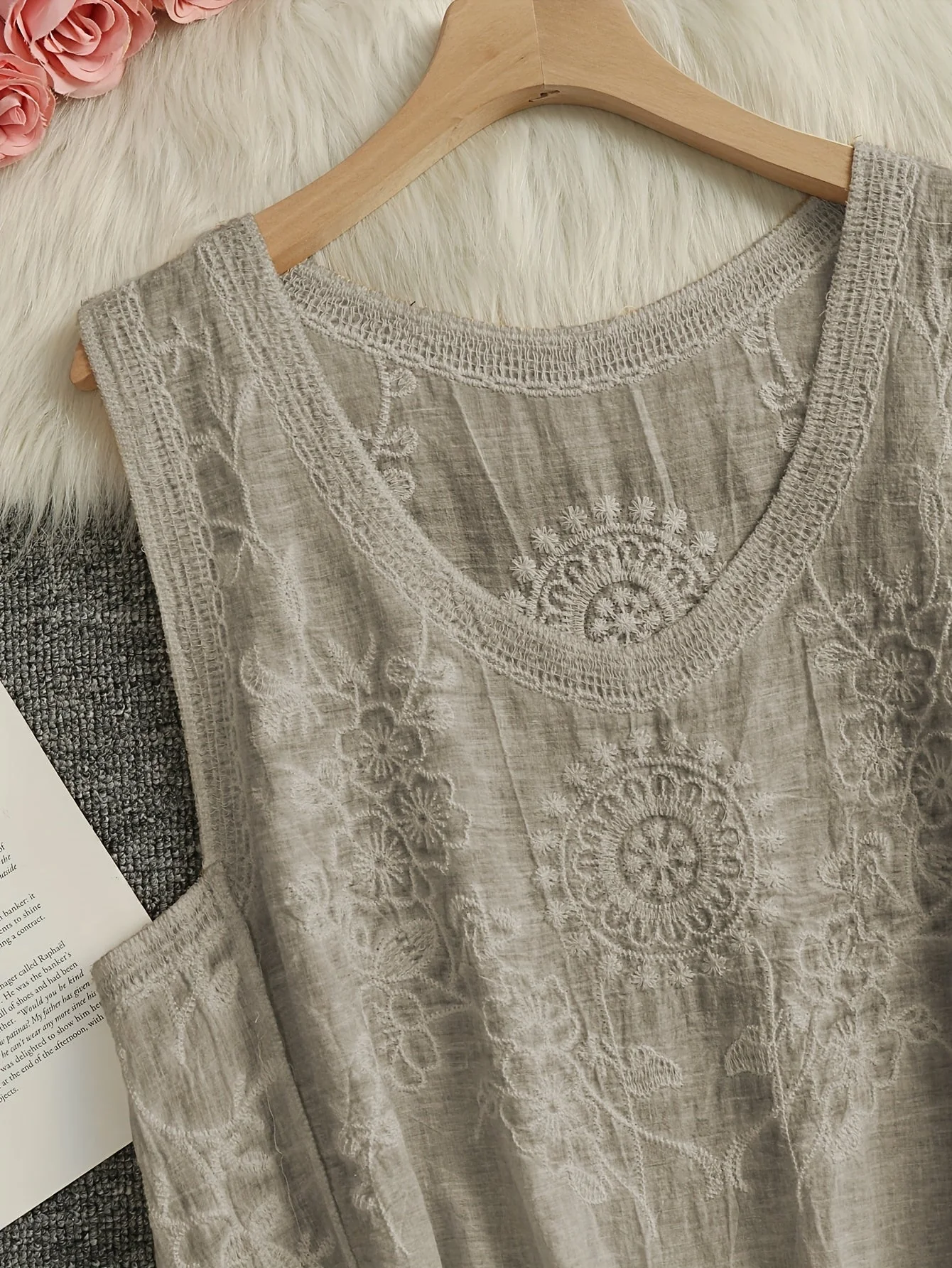 Damen Boho Stickerei Tanktop mit floralen Details – Sommer Freizeitmode - Image 4