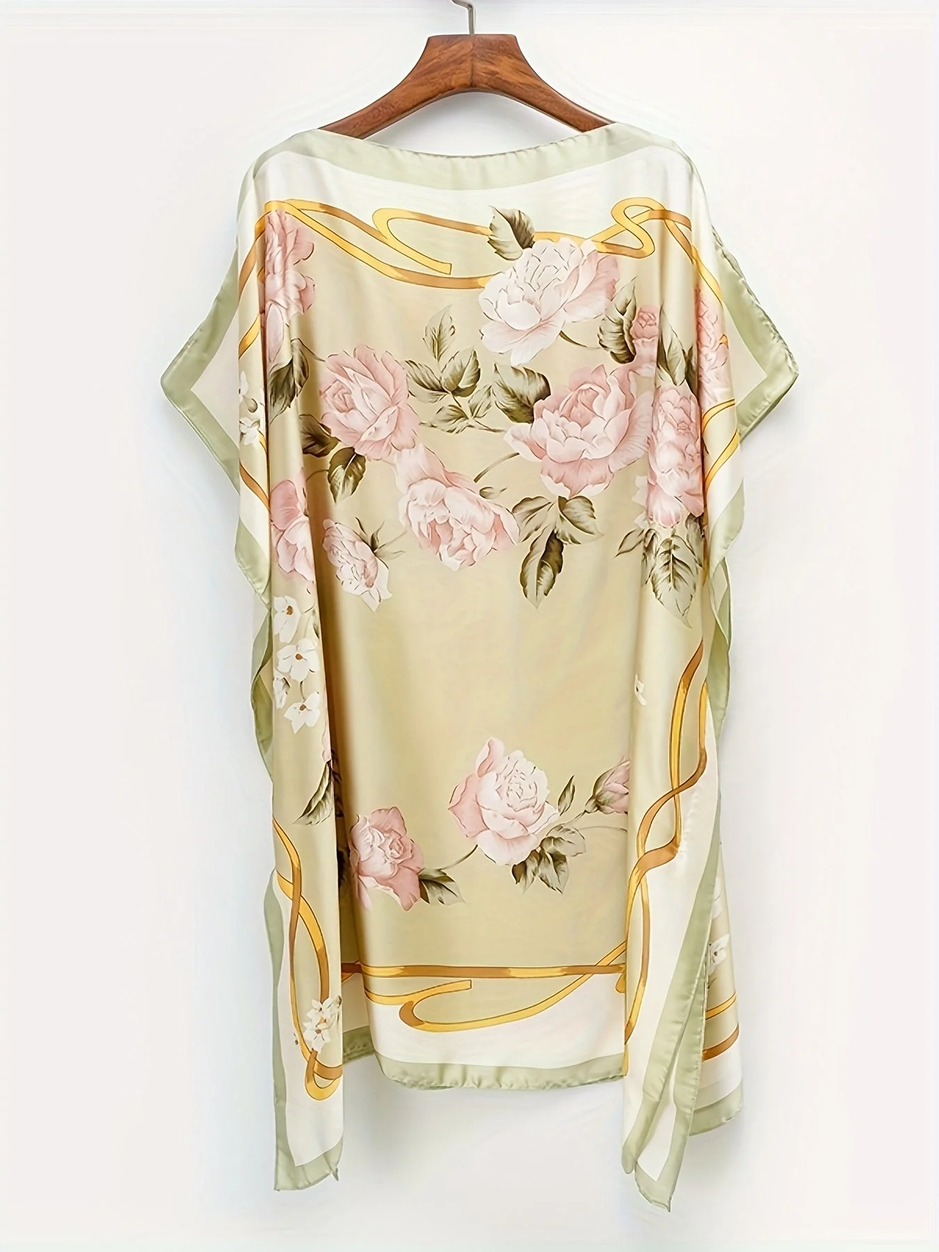 Damen Boho Strandponcho – Asymmetrisch, Floralmuster, Perfekt für Urlaub & Sommer - Image 5
