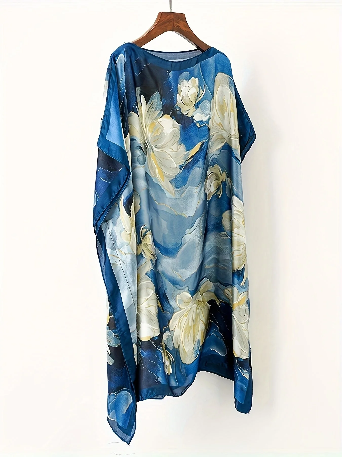 Damen Boho Strandponcho – Asymmetrisch, Floralmuster, Perfekt für Urlaub & Sommer - Image 6